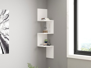 Zikzak" houten wandplank - 25 x 25 x 105 cm - Wit 2