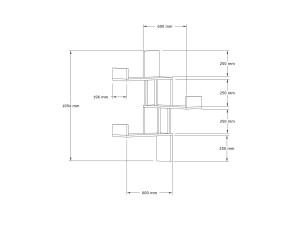 Houten wandplank "Bombe" - 60 x 20 x 105 cm - Wit