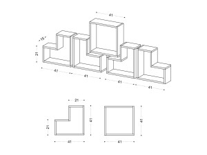 Houten wandplank "Elitra" - 180 x 15 x 59 cm - Wit
