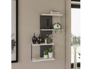 Houten wandplank "Destan" - 65 x 19 x 96 cm - Wit 2