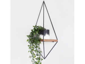 WR039" geometrische houten wandplank - 23 x 15 x 60 cm - Bruin 2