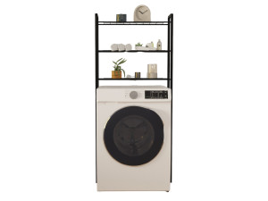Nigel" metalen wasmachine kast - 68 x 24 x 150 cm - Zwart