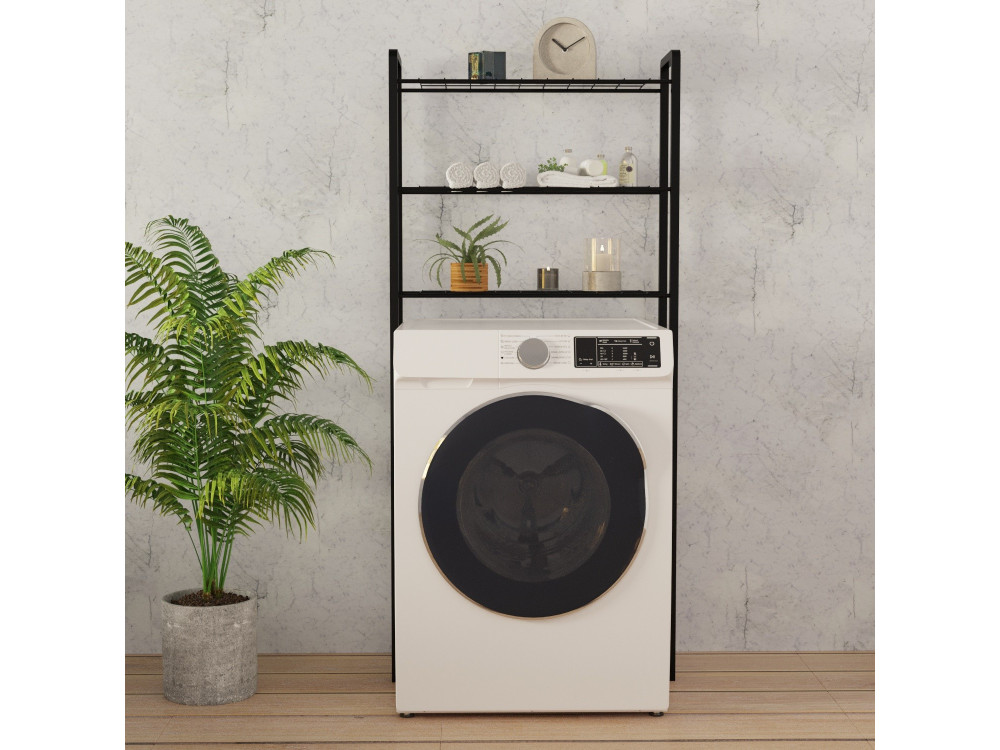 Nigel" metalen wasmachine kast - 68 x 24 x 150 cm - Zwart