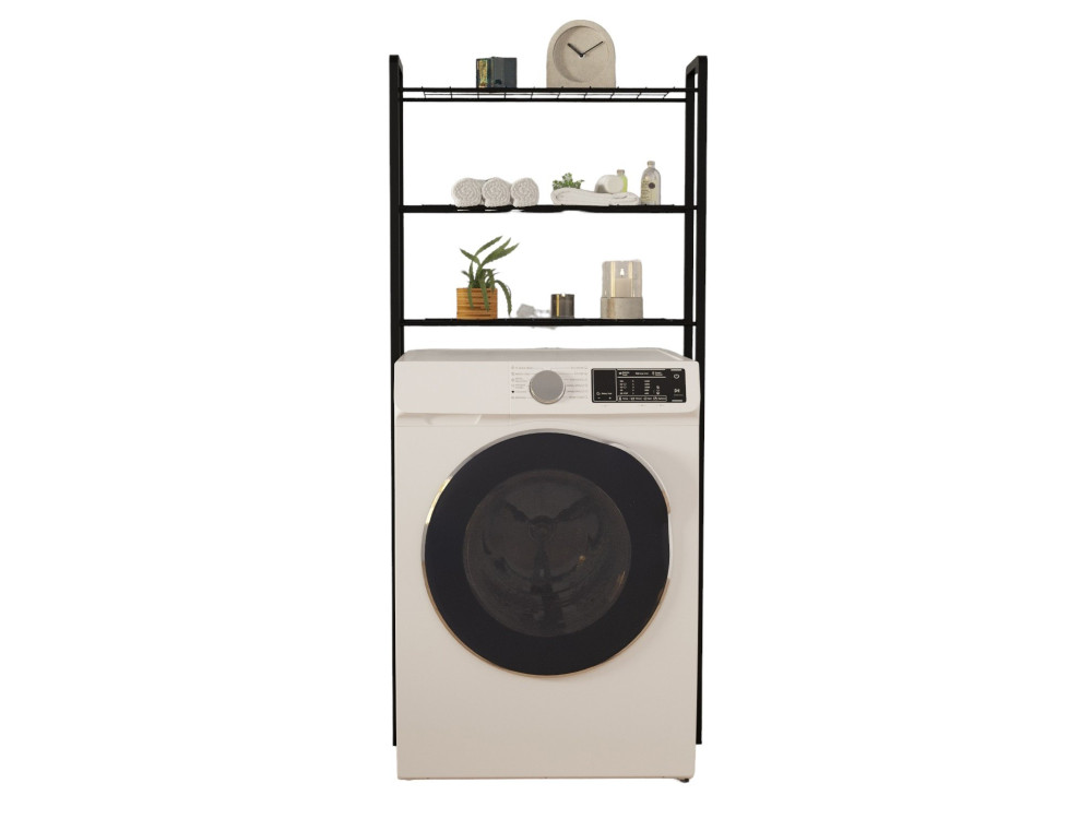 Nigel" metalen wasmachine kast - 68 x 24 x 150 cm - Zwart