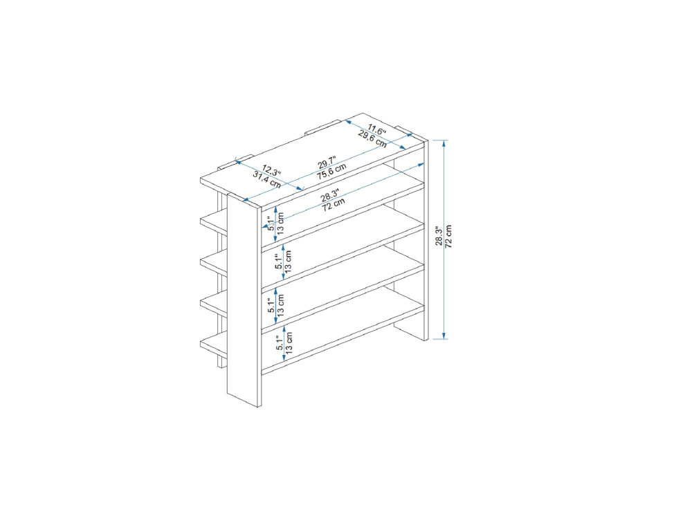Sargel" houten schoenenkast - 75 x 31 x 72 cm - Bruin