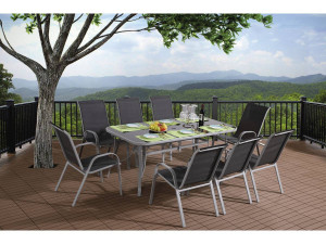 Tuinset 8 personen tuinmeubel set textileen "Cordoba XL 180" - Phoenix - Grijs Donkergrijs 2