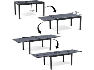 Lagos" uitschuifbare dining tuinset - 200/320 x 105 x 76 cm - 10 stoelen - Taupe 2
