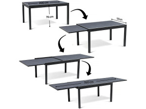 Lagos" uitschuifbare dining tuinset - 200/320 x 105 x 76 cm - 12 stoelen - Taupe 2