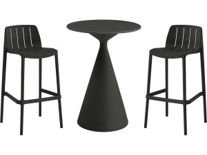Stapelbare bistrotafel en stoelen "Vaena" - 2 zits - Zwart
