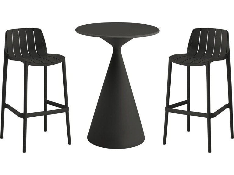 Stapelbare bistrotafel en stoelen "Vaena" - 2 zits - Zwart