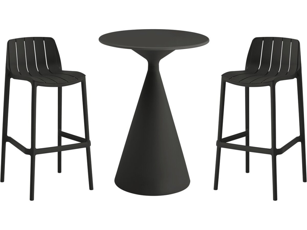 Stapelbare bistrotafel en stoelen "Vaena" - 2 zits - Zwart