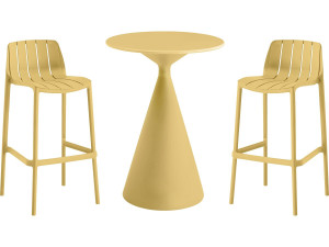 Vaena" stapelbare bistrotafel en kinderstoelen - 2 plaatsen - Geel