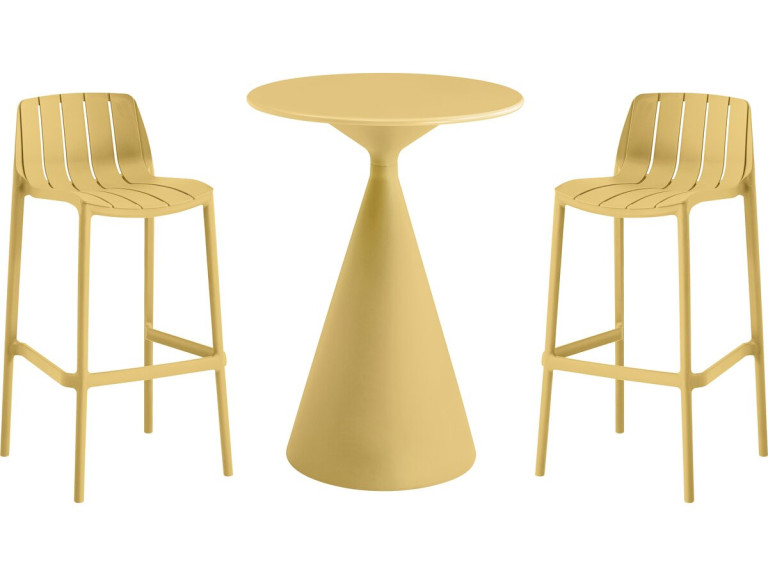 Vaena" stapelbare bistrotafel en kinderstoelen - 2 plaatsen - Geel