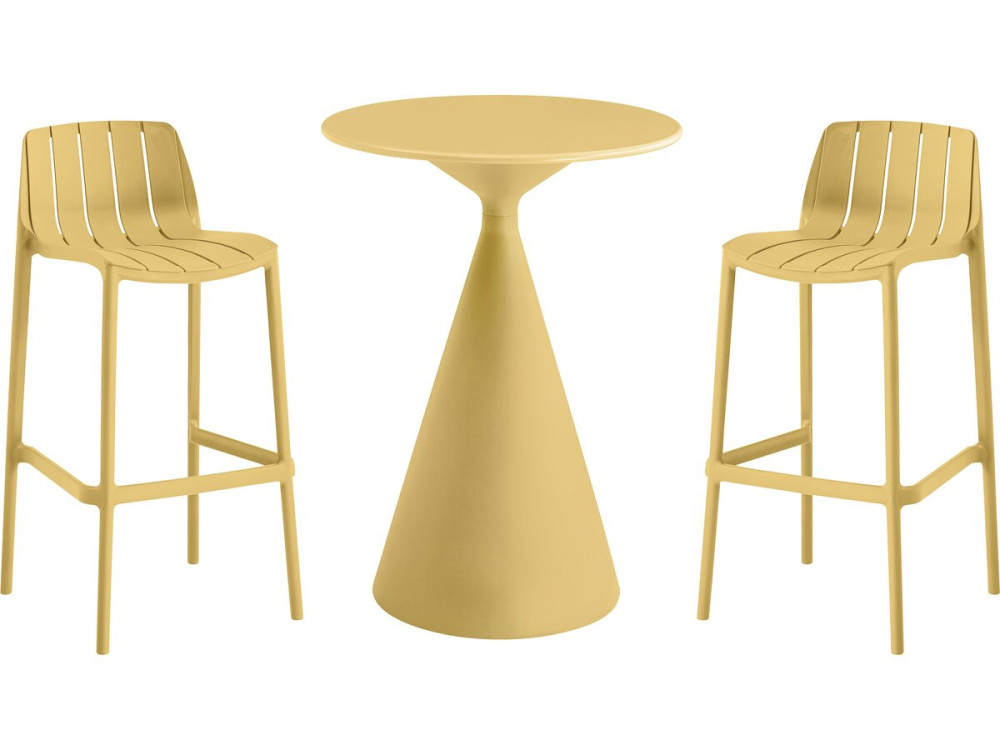 Vaena" stapelbare bistrotafel en kinderstoelen - 2 plaatsen - Geel