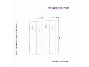 Houten wandkapstok "Anita" - 64 x 3 x 80 cm - Wit