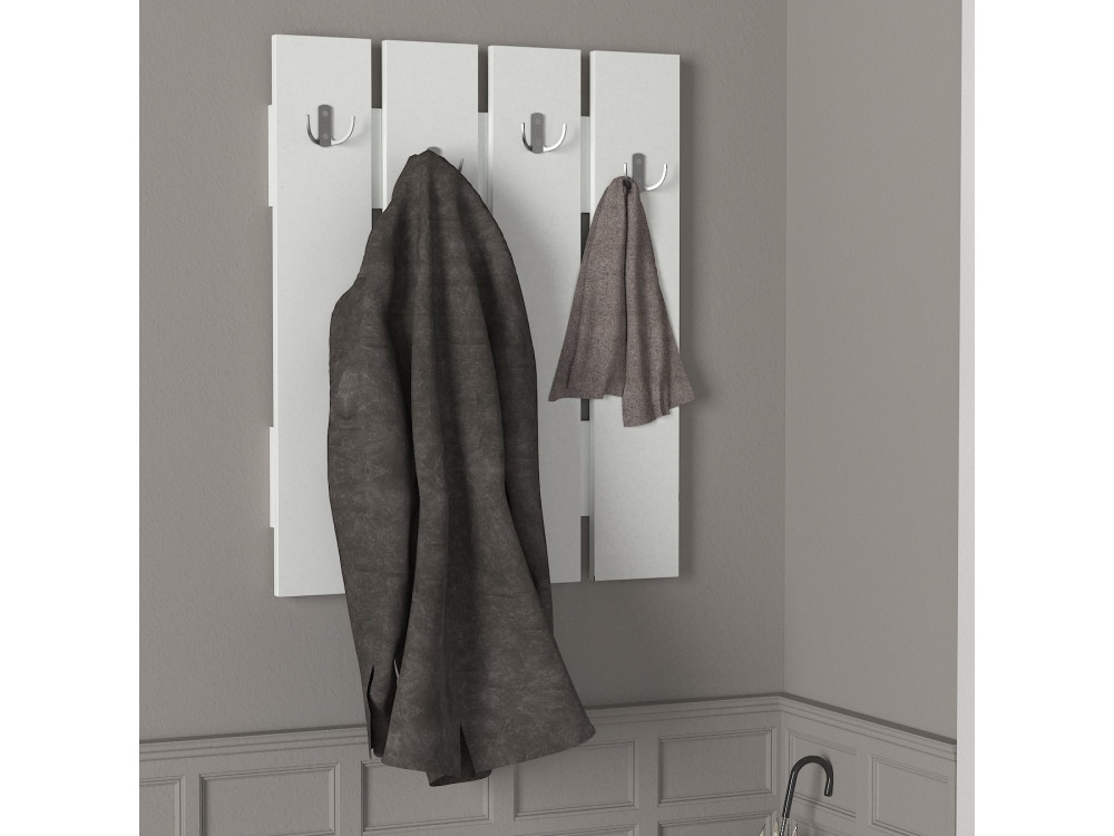 Houten wandkapstok "Anita" - 64 x 3 x 80 cm - Wit
