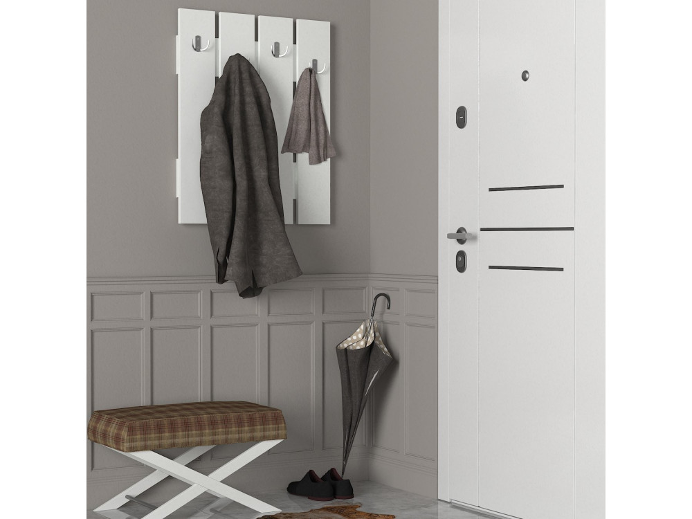 Houten wandkapstok "Anita" - 64 x 3 x 80 cm - Wit