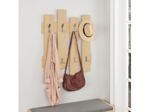 Houten wandkapstok "Wave" - 64 x 4 x 79 cm - Beige 2