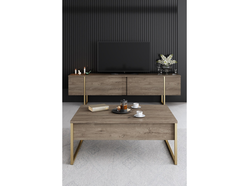 Luxe" houten loungemeubelset - 160 x 35 x 80 cm - Bruin