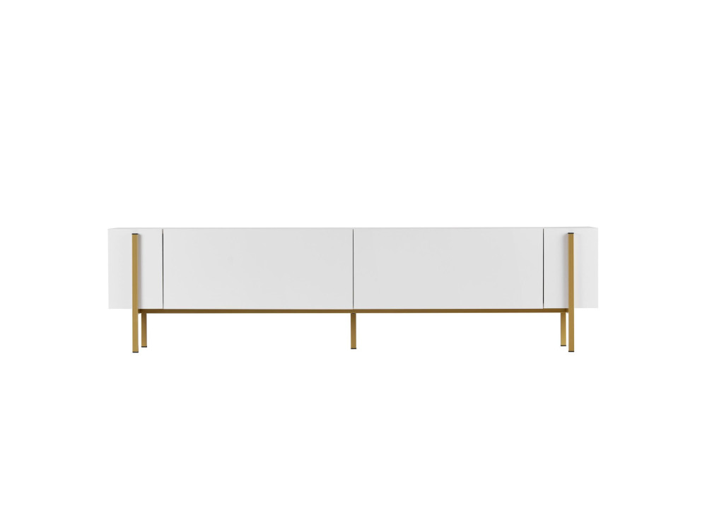 Houten Nexus" TV-standaard - 180 x 30 x 45 cm - Wit / Goud