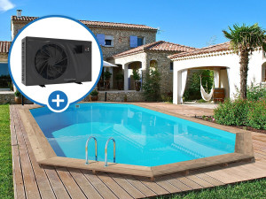 Houten zwembad "Palma 130" - 757 x 407 x 131 cm + warmtepomp 6,1 kW