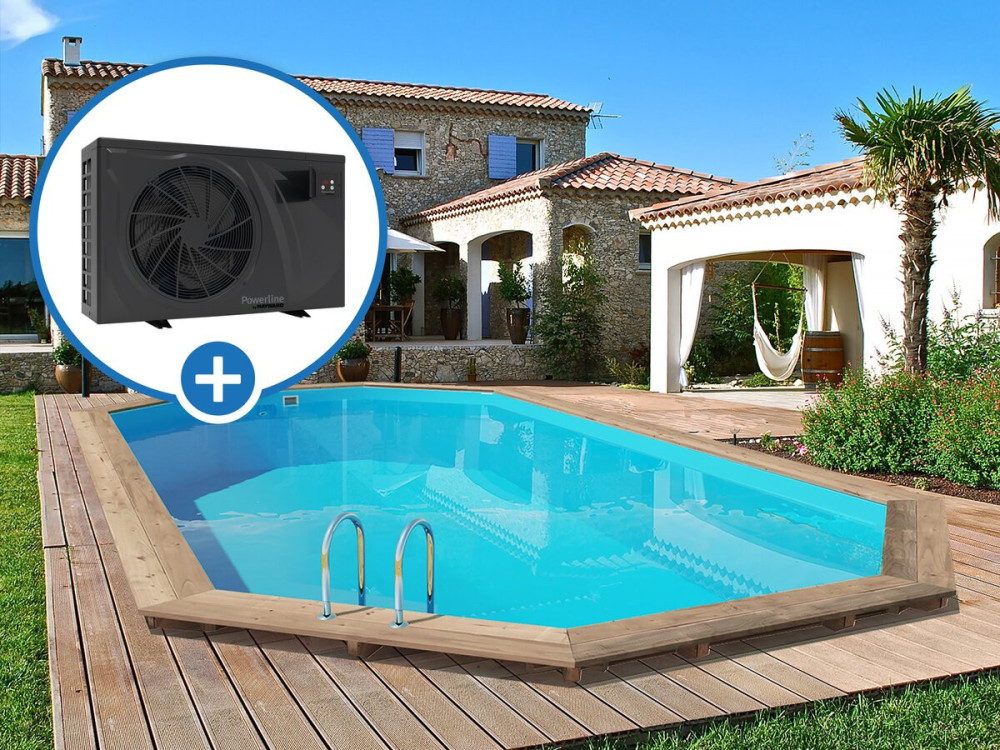 Houten zwembad "Palma 130" - 757 x 407 x 131 cm + warmtepomp 6,1 kW