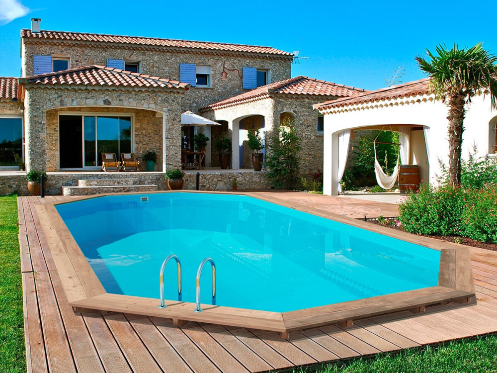 Houten zwembad "Palma 130" - 757 x 407 x 131 cm + warmtepomp 6,1 kW