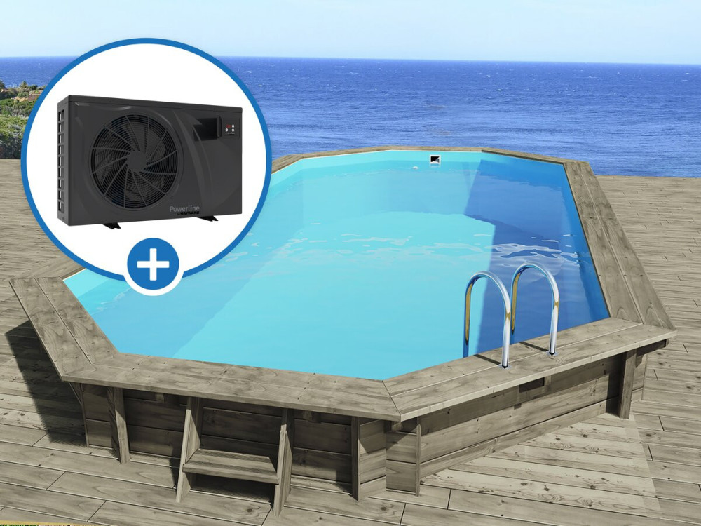 Houten zwembad " Ibiza 145 " - 857 x 457 x 145 cm + warmtepomp - Vermogen 6,1 kW