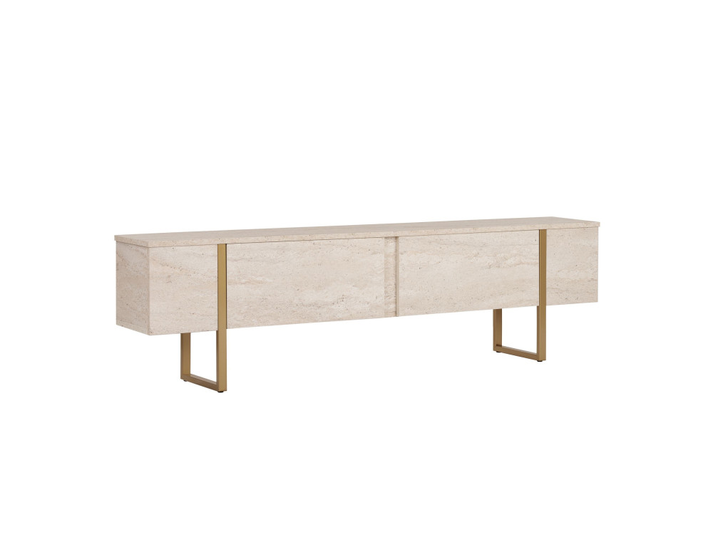 Onera" houten TV-meubel - 180 x 30 x 50 cm - Travertin / Goud