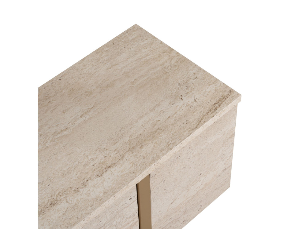 Onera" houten TV-meubel - 180 x 30 x 50 cm - Travertin / Goud