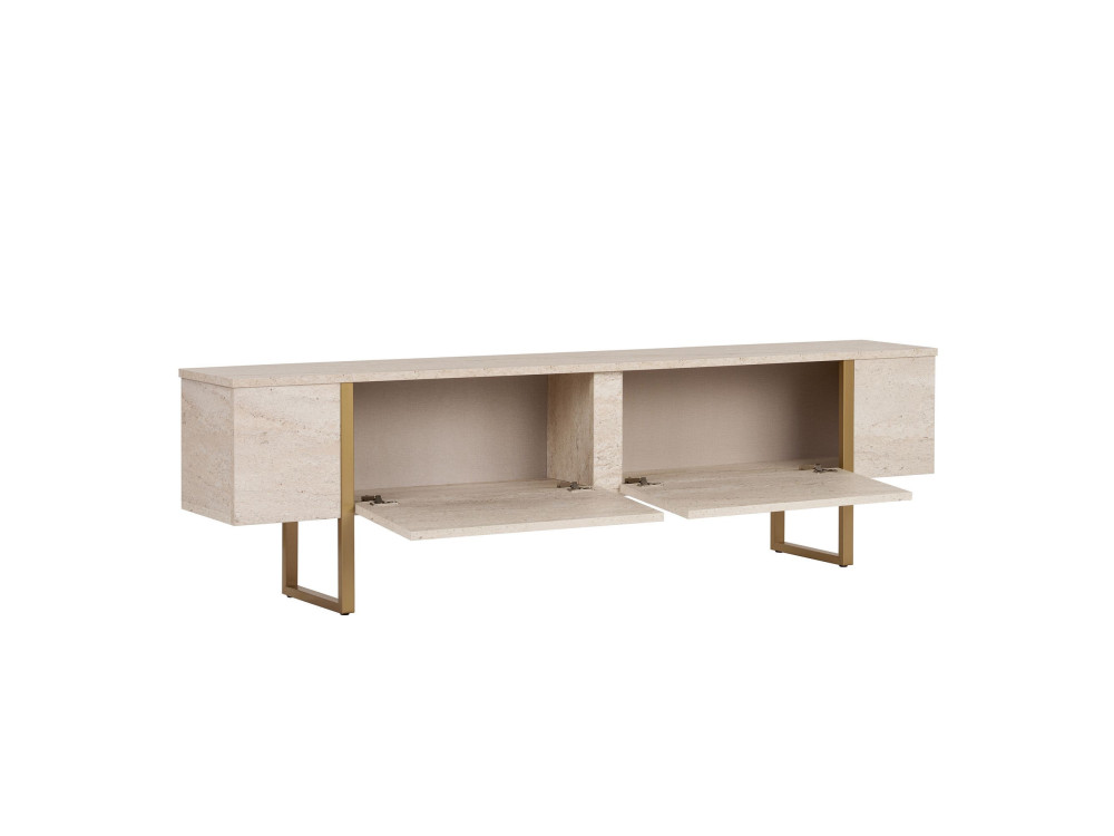 Onera" houten TV-meubel - 180 x 30 x 50 cm - Travertin / Goud