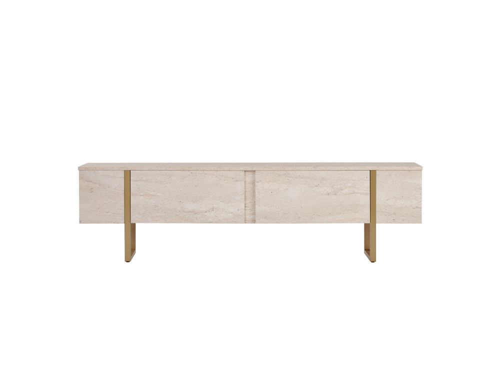 Onera" houten TV-meubel - 180 x 30 x 50 cm - Travertin / Goud