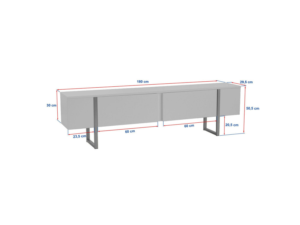 Onera" houten TV-meubel - 180 x 30 x 50 cm - Travertin / Goud