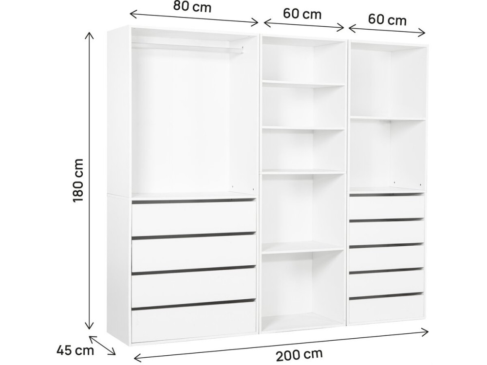 Opera" modulaire verkleedset - 3 eenheden - Wit