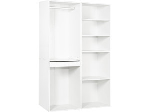 Kit dressing modulable avec penderie, porte-pantalons et 5 étagères  "Opéra" - 2 éléments - Blanc