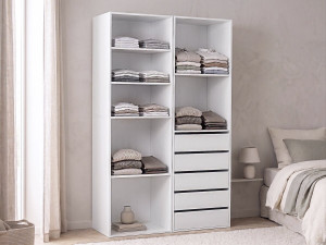 Kit dressing modulable avec 5 tiroirs et 7 étagères "Opéra" - 2 éléments - Blanc 2