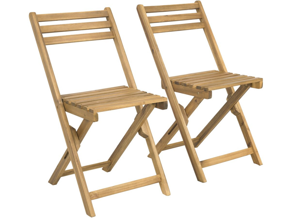 Ensemble table et chaises de jardin "Aldo" en bois - 2 places - Marron