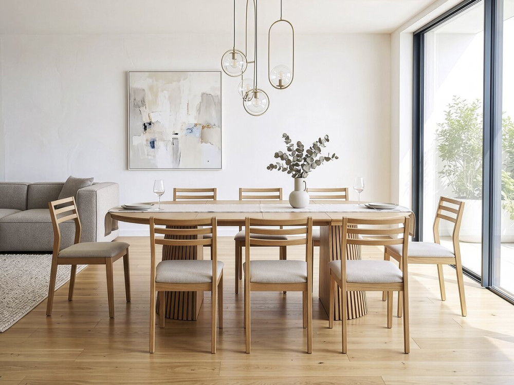 Sylva" uitschuifbare houten eettafel - 120/200 cm - 4 tot 8 zitplaatsen - Bruin