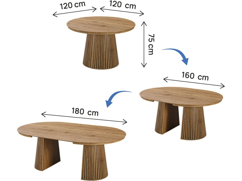 Sylva" uitschuifbare houten eettafel - 120/200 cm - 4 tot 8 zitplaatsen - Bruin