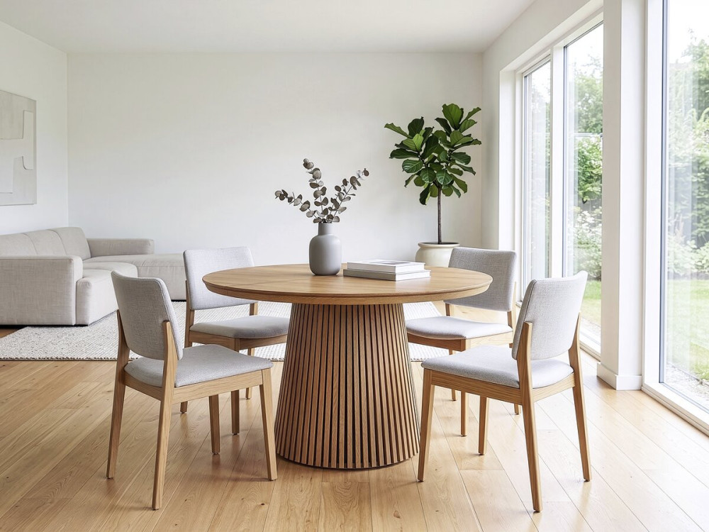 Sylva" uitschuifbare houten eettafel - 120/200 cm - 4 tot 8 zitplaatsen - Bruin