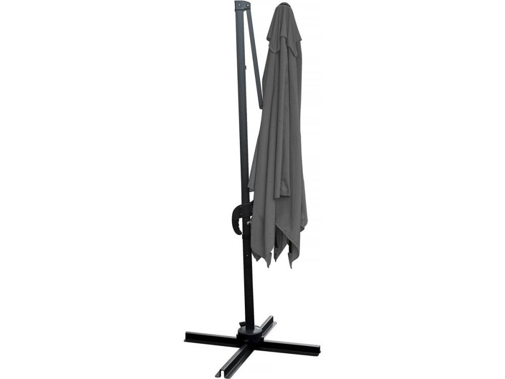 Parasol vrijhangend tuin zweefparasol "Soleil" - Vierkant - 2,5 x 2,5 m - Grijs + inclusief parasolvoet tegel / parasoltegels