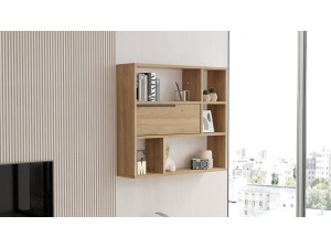 Houten wandplank "Calvin" - 90 x 22 x 81 cm - Bruin 2