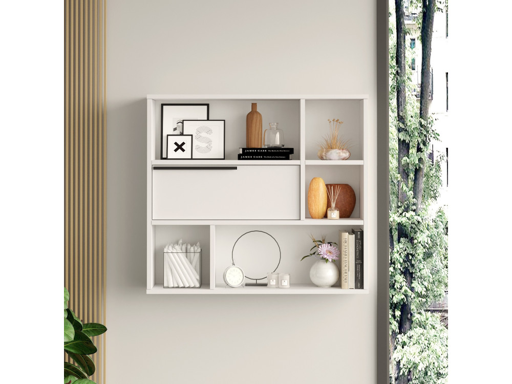 Houten wandplank "Calvin" - 90 x 22 x 81 cm - Wit