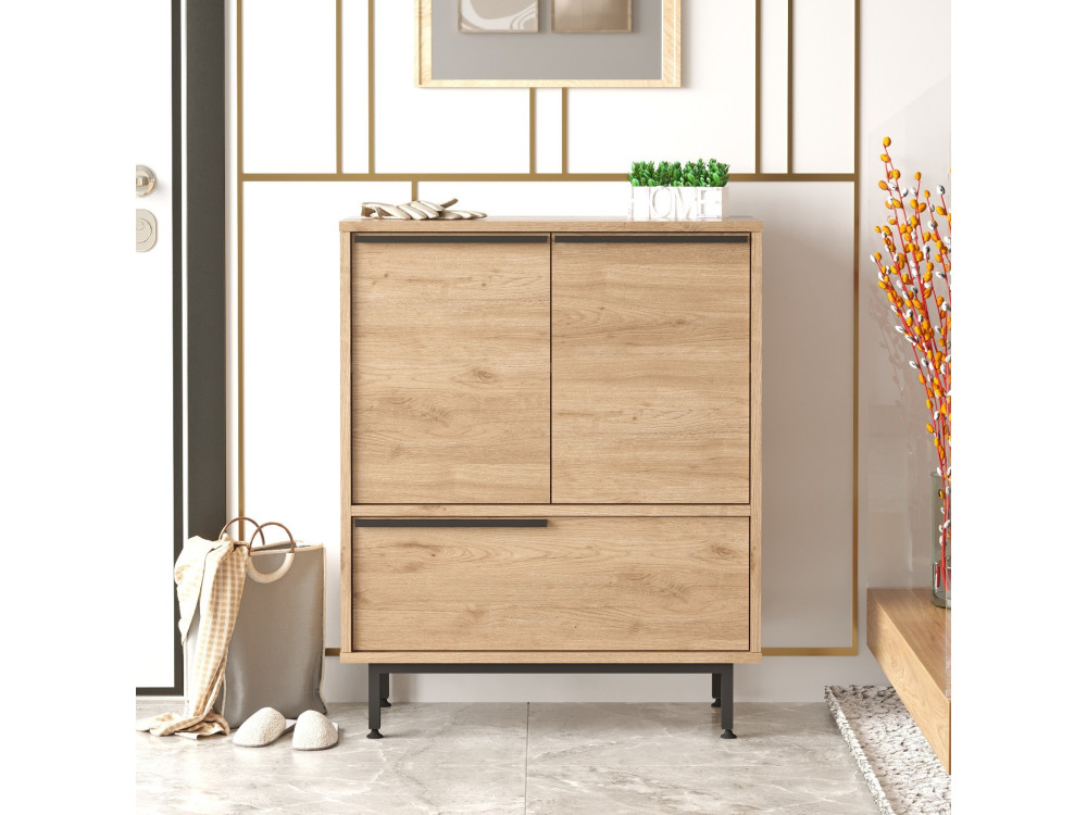 Calvin" houten schoenenkast - 74 x 35 x 90 cm - Bruin