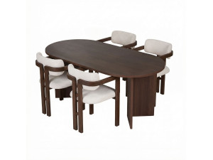 Meridia 4" Houten Tafel en Stoel Set (5 Stuks) - 180 x 90 x 75 cm - Wit