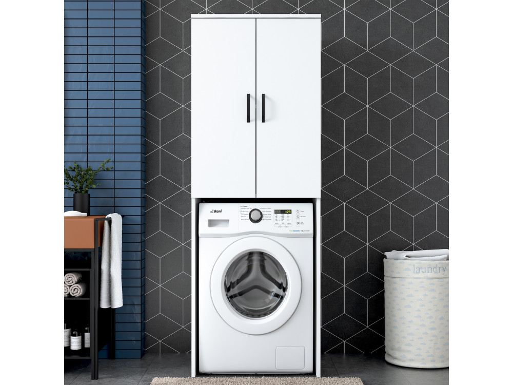 Losal" houten wasmachine kast - 65 x 62 x 181 cm - Wit