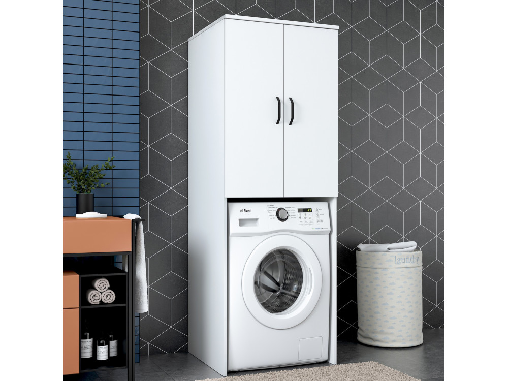 Losal" houten wasmachine kast - 65 x 62 x 181 cm - Wit