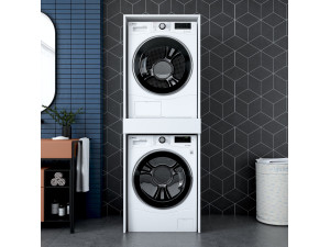 Houten wasmachinekast "Dorma" - 66 x 65 x 189 cm - Wit 2