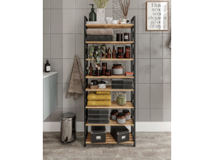 Plastic" houten boekenkast - 46 x 18 x 128 cm - Zwart 2
