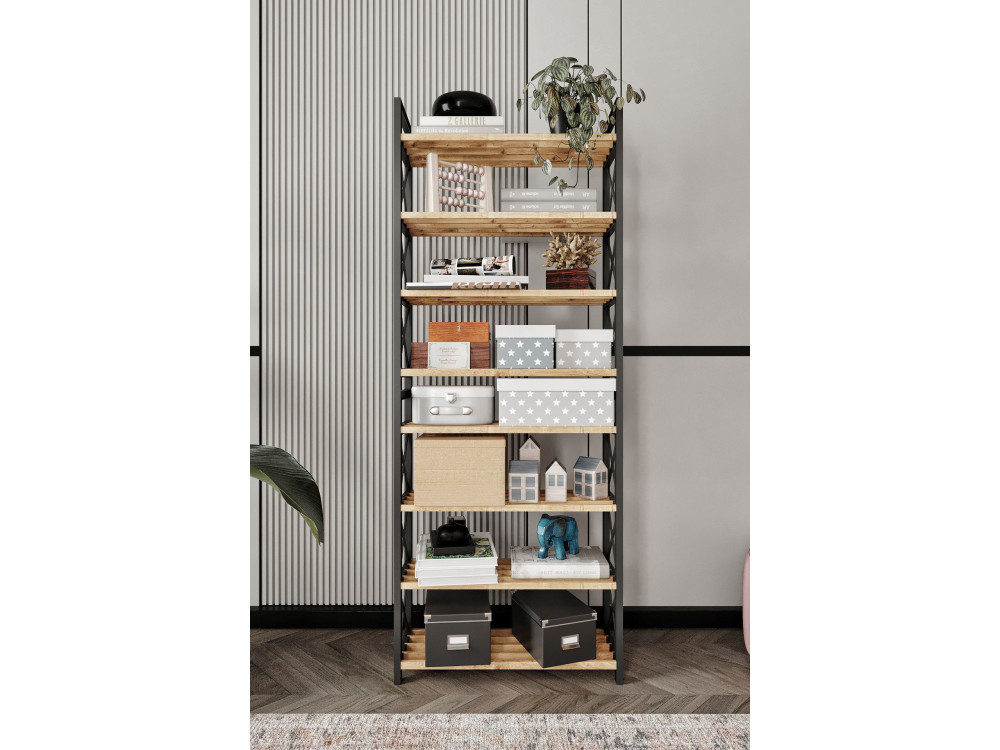 Plastic" houten boekenkast - 46 x 18 x 128 cm - Zwart